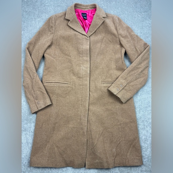 GAP Jackets & Blazers - GAP Wool/Cashmere Camel long coat w/Pink Lining Women’s size large